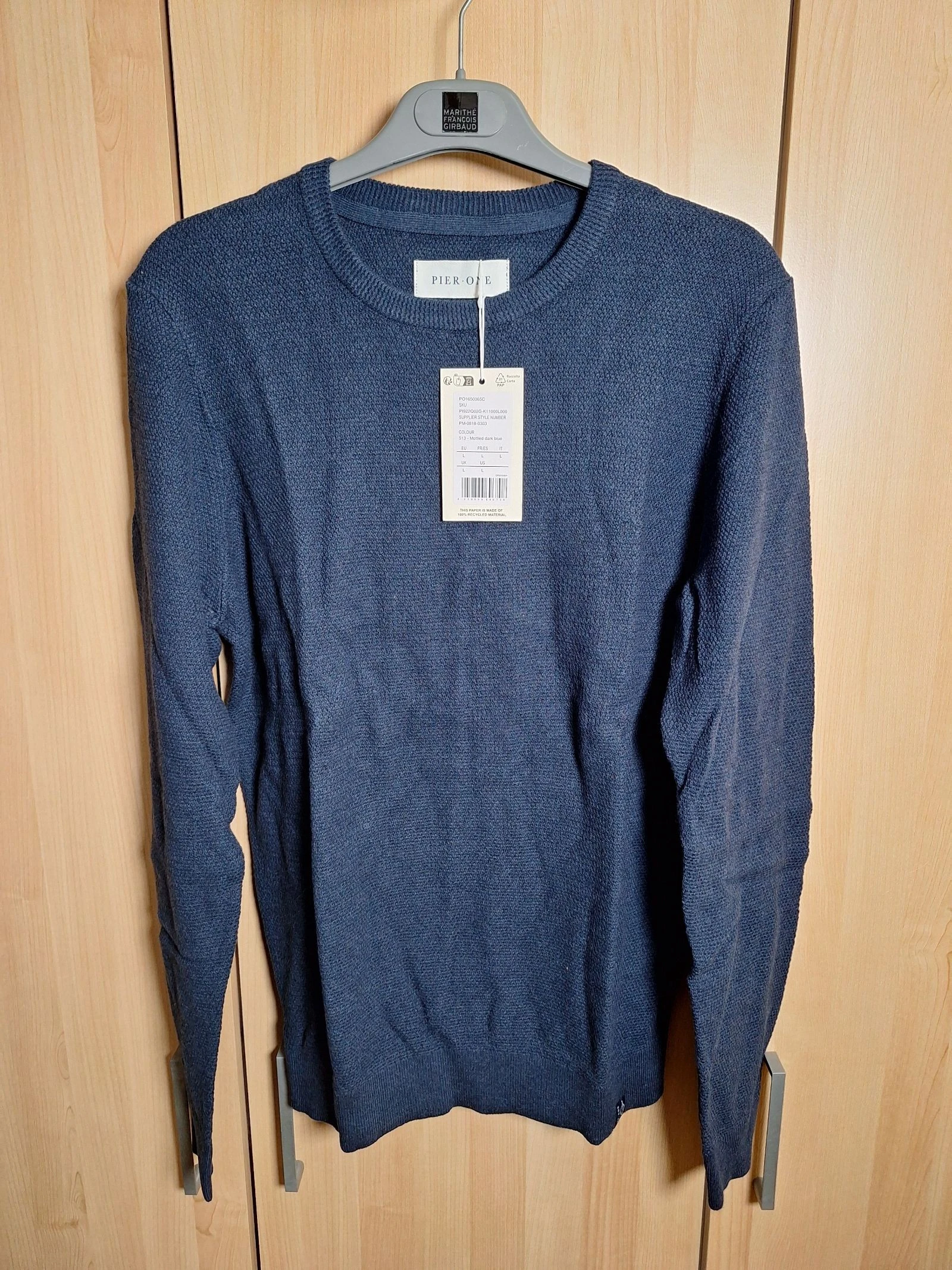 pull homme pier one bleu marine chine neuf avec etiquette taille l
